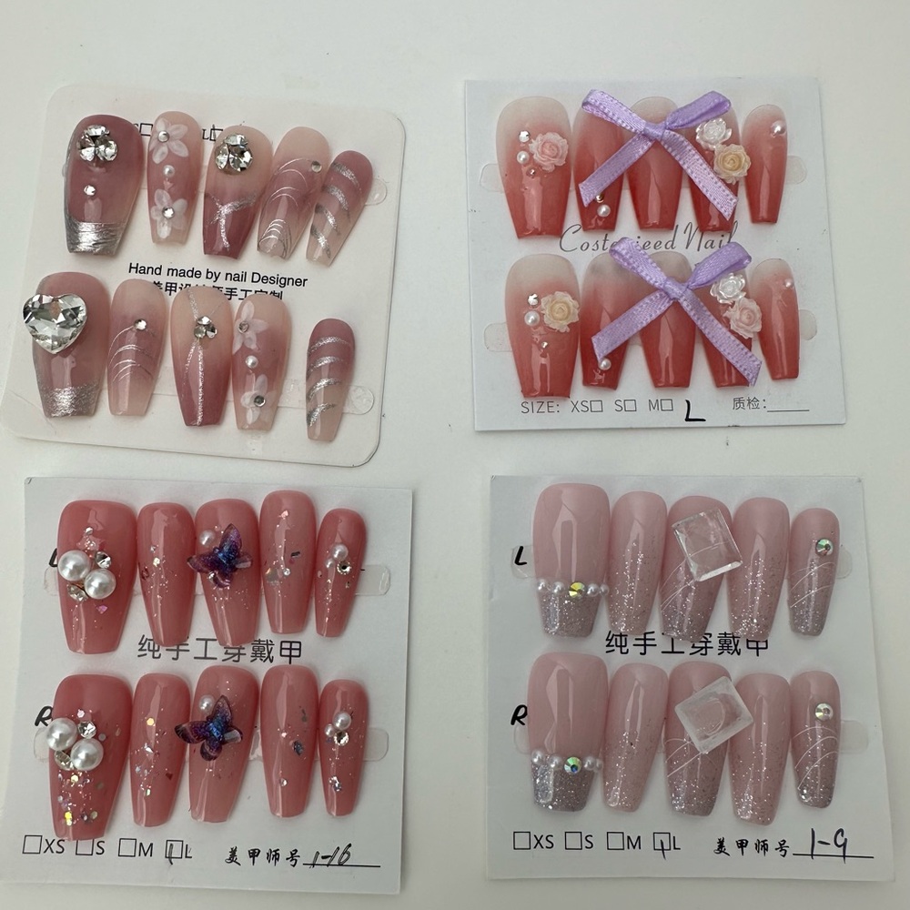 Handmade press on nails bundle of four sets size large